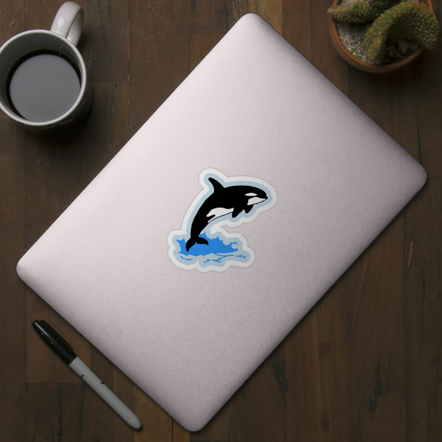 Killer Whale – Orca Leaping from Water, Cool Sea Creature for Coastal Vibes by DonWillisJrArt